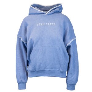 SWEATSHIRT HOOD UTAH STATE CROCHET EDGE MV SPORT